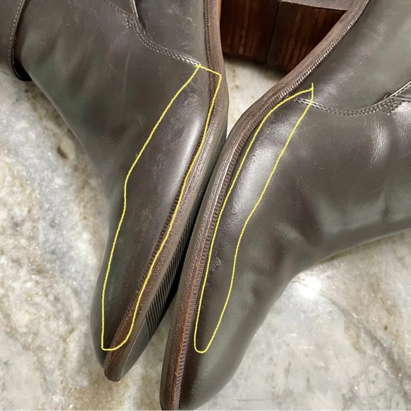 Salvatore Ferragamo Brown Leather Ankle Heeled Boots Size 6B Gold Buckle Detail - Picture 10 of 17